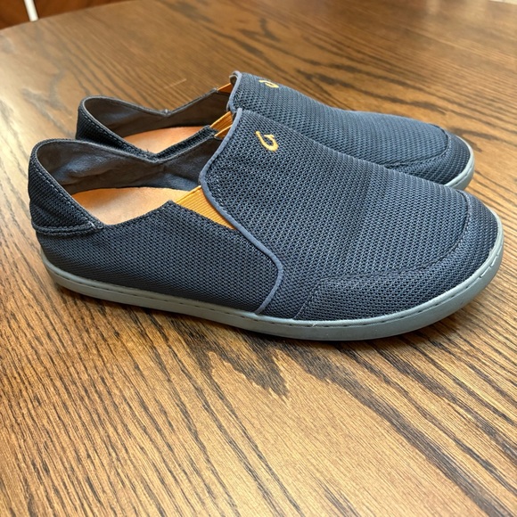 Olukai Nohea Mesh Men's Gray Orange Slip On Slide Boat Deck  10188-4242 SIZE 9.5 - Picture 1 of 12